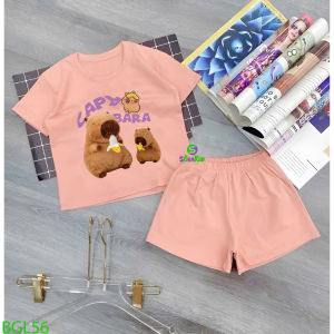 Bộ đồ bé gái hình in capy bara cho bé từ 6kg-27kg.BGL56.