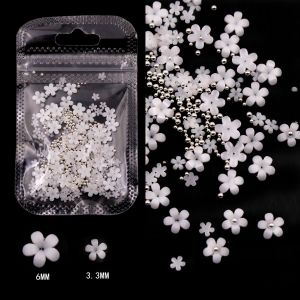 Acrylic Flower Nail Art Decoration Mixed Size White Rhinestones Silver Gem Manicure Tool Accessories For DIY Nail Design