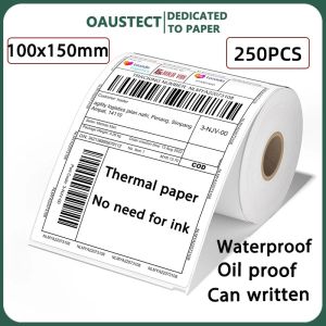 Oaustect 250PCS 100x150mm Thermal Label Paper Waterproof Oil Transport Label Sticker Printed Clearly