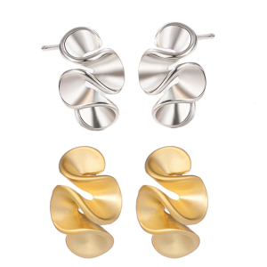 Elegant Ruffle Themed Studs Earrings Fashion Earring Delicate Ear Ears Studs Copper Texture for Daily and Party