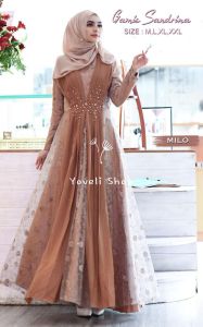 Gamis Sandrina / Gamis Selendang tile brokat Kondangan terlaris viral murah / Gamis wanita terbaru 2023
