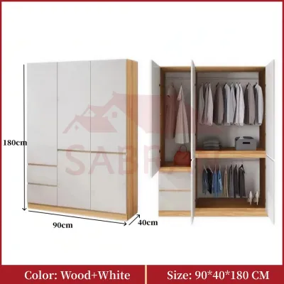 SABRAN Simple Large Wardrobe Bedroom Storage Cabinet Wardrobe With Drawers