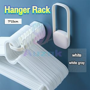 AUK Hanger Rack Punch-free Hanger Storage Rack Clothes Storage Adjustable Wall-mounted Plastic Hanger Organizer