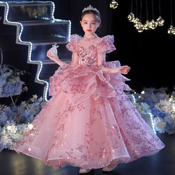 Amazon.com: Flower Girls Pageant Ball Gowns Kids Chiffon Embroidered Tulle  Wedding Party Homecoming Bridesmaid Dress for Junior Teen Yellow 5-6 Years:  Clothing, Shoes & Jewelry