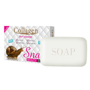 สบู่ครีมผิวขาวจากหอยทากคอลลาเจนทำความสะอาดรูขุมขนแบบล้ำลึกโฟมที่เพิ่มความกระจ่างใสและบำรุงผิวสบู่ทำมือดูแลหน้าผิวร่างกาย100กรัม