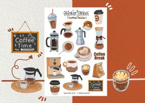 sticker sheet coffee house - chuyên dán trang trí sổ nhật kí sổ tay | Bullet journal sticker - unim001