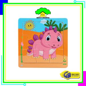 MI-M167 Mainan Edukasi Puzzle Anak Karakter Hewan Dan Kendaraan Puzzle Kayu 9Pcs Mini Wooden Puzzle