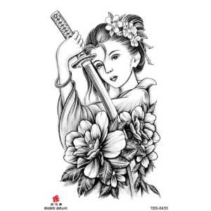 Zaril Tato Temporer Tattoo Tatto Temporary Tahan Air Sementara Anti Air Seri TBS-8435 Motif Prajurit Samurai Wanita China Jepang