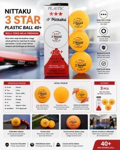 Bola Pingpong Tenis Meja Nittaku 40+ 3 Stars Isi 3 Warna Orange