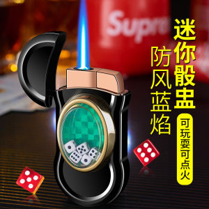 HT2206 Jet Flame Lighter Metal Black Case With Mini Dice Toys Collection Gift Set