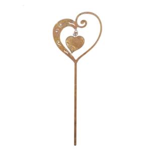Rural Heart Shape Garden Stake Yard Art Ground Stake for Outdoor Decoration Lawn Art Weather Resistant Iron Decors