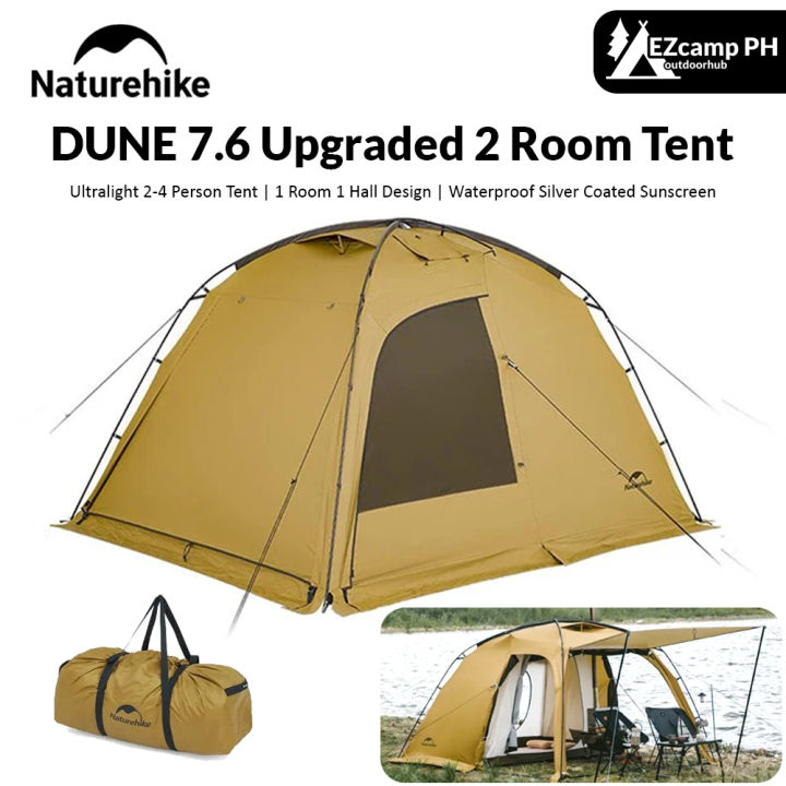 Naturehike%20Upgraded%20DUNE%207.6%20Ultralight%20Hiking%20Car%20Camping%20Tent%20for%202%20to%204%20Person%20Portable%202%20Room%20Large%207.6m%C2%B2%20Space%20Outdoor%20Shelter%204%20Season%20Double%20Layer%20Windproof%20Waterproof%20Breathable%207%20Series%20Aluminum%20Pole%20Nature%20Hike%20-%20Image%202