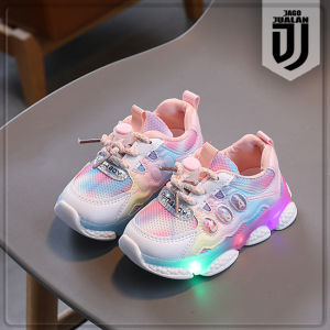 Sepatu Sneakers SPORT Lampu LED Anak Laki Laki Perempuan Keren / Sepatu Kets Tali Stopper Anak usia 1 2 3 4 5 6 tahun / Sepatu MENYALA Anak Balita Cowok Cewek Fashion Trendy / Sepatu Baby Casual Pria Wanita Kombinasi Warna / Sepatu Running Anak Lampu LED