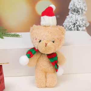 ของตกแต่งเค้กตุ๊กตาของขวัญวันคริสต์มาสตุ๊กตาหมีน่ารักตกแต่งคริสต์มาส Boneka Mainan นุ่มรูปหมีน้อยช่อดอกไม้ DIY