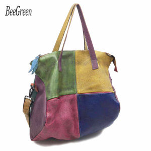 BeeGreen Women Real Leather Colorful Dumpling Bag Large Capacity Shoulder Bag Fashion Travel Handbag