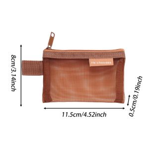 Mini Zipper Mesh Bags Nylon Key Holder Cosmetic Pouch Travel Makeup Cosmetic Mesh Zipper Bags Bags for Purse Lipstick Earphone Keys Cards