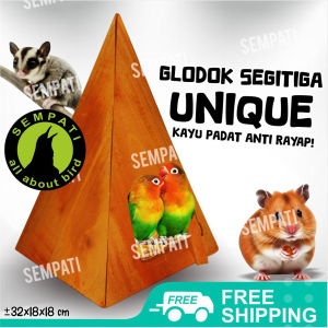 SEMPATI Glodok Piramid Segitiga Kayu Glodok Parkit Lovebird Sarang Telur Burung Susuh Sarang Ternak Breeding Burung Lovebird Love Bird Gelodok Rumah Burung Kenari Falk Nuri GLPRMD