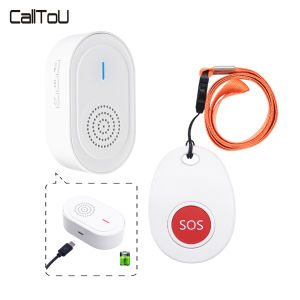 Calltou Wireless Caregiver Pager Call System Emergency Call Bedside Doorbell Buzzer for Elderly Home Hospital Nursing Home CC06