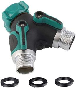 Bộ chia Vòi vườn Kim Loại Nâng cấp 2024 2 cách Y Đầu nối ống dễ nắm splitter kết nối mạnh mẽ với 3/4 "Kết nối và cao su grip cho vườn 1 gói