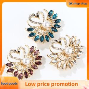 ✨QK shop✨ Cute Crystal Pearl Swan Brooches for Women Wedding Jewelry Vintage Lapel Pins