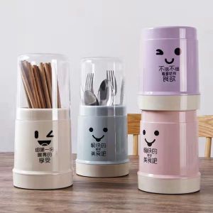 Nordic Transparent Chopsticks Box Cartoon Spoon Spoon Fork Drying Container Kitchen Dust Cover Chopsticks Storage Pantry Organizer
