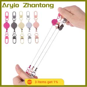 Aryio 21MM Anti-theft Metal Easy-to-pull Buckle Rope Retractable Key Holder Elastic Keychain Sporty Retractable Key Ring Nurse Parts