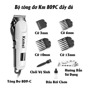 Tông đơ cắt tóc có dây tăng đơ hớt tóc chuyên nghiệp Kemei 809C tông đơ cao cấp thiết kế nhỏ gọn tiện lợi sử dụng tại nhà