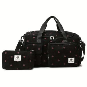 Strawberry travel bag large capacity corduroy luggage bag lightweight crossbody bag multifunctional sports and fitness bag2026