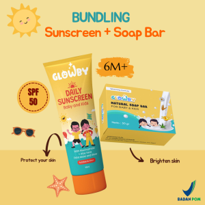 (Glowby) Daily Sunscreen Spf 50 Bayi dan Anak 30 ml dan Sabun Batang Mencerahkan Kulit Bayi dan Anak 50 gr