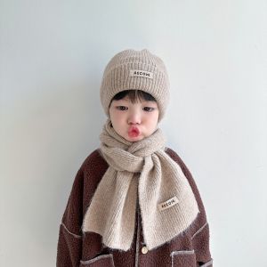 DT764-Kids Hat & Scarf Set Toddler Autumn Winter Windproof Warm Baby Knit Beanie for Boys & Girls儿童帽子+围巾套装小童秋冬季防风保暖