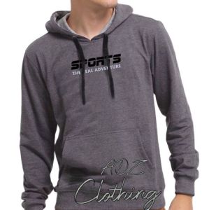 Jaket Sweater Hoodie Pria Wanita Casual SPORTS Adventure Lengan Panjang Basic Kain Flecee Warna Abu-abu Misty Tua Big Size Jumbo