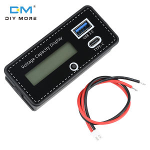 diymore DC 8-30V LCD Digital Battery Voltage and Charge Indicator Suitable for a Wide Range Of Battery Types USB+Type C
