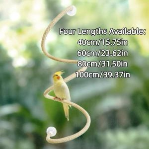 Non-slip DIY Bendable Perch for Birds Linen Rope Comfortable Grip Suction Cup Bird Climbing Rope Beak Grinding Bar Easy To Install Parrot Standing Perch Cage Accessories