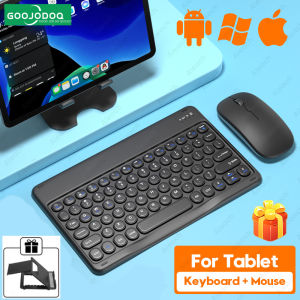 GOOJODOQ【Free Gift Stand】For iPad Keyboard and Mouse Retro Round Keys Keyboard Wireless Bluetooth Keyboard Mouse For Tablet iOS Android Windows Phone English Goojodoq Round Gojo Keyboard - Lazada