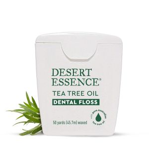 Desert Essence Tea Tree Dental Floss 50 yd - Gluten Free - Cruelty Free - Naturally Waxed with Bees Wax - No Shred Floss - Tea Tree Oil - Removes Plaque and Build Up pack of 6