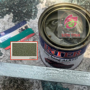 Sơn vân bông Inter sơn sần màu xám đen ánh xanh (lon 900gr) mã 8807