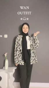 LEONNA - WAN KEMEJA POLY  WANITA MOTIF LEOPARD KANTOR KASUAL KOREAN STYLE