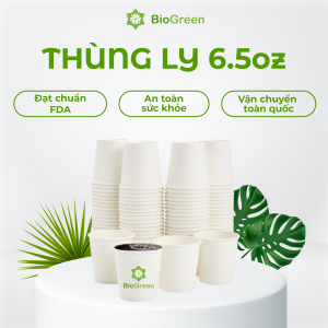Thùng Giá sỉ 1000 Ly/cốc giấy 230gsm cao cấp 195ml - 6.5oz màu trắng màu nâu kraft ly cốc giấy văn phòng chịu nhiệt
