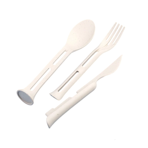 3Pcs Travel Portable Cutlery Set Wheat Straw Cutter Fork Spoon Portable Detachable Camping Tableware Camping Supplies