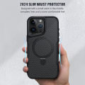 เคสโทรศัพท์ขาตั้งซ่อนรูปอัลลอยสำหรับ For iPhone 11 16 15 14 13 12 Pro Max 14 15 16 Plus เคสไอโฟน กรอบเนื้อคาร์บอนไฟเบอร์สำหรับ ไร้สาย กล่องชาร์จ. 