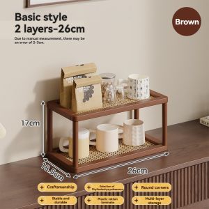 2/3Layer Rattan Table Shelf Rack Organizer Bamboo Display Desktop Shelves Storage Rack Organizer