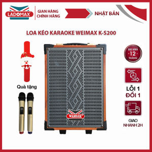 Loa kéo karaoke WEIMAX K-S200 |250W| di động tặng kèm 2 micro không dây âm thanh sống động thời lượng pin dài bảo hành chính hãng 12 tháng