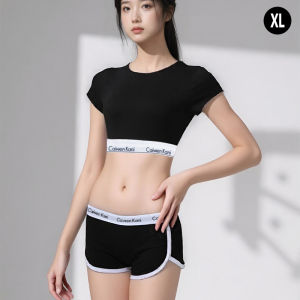 คอกลมตัดกันกีฬาเสื้อยืดแขนสั้นเซ็กซี่สั้นด้านบนสลิมฟิตผู้หญิง