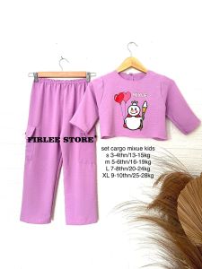 HARGA OBRAL BAJU ATASAN DAN CELANA CARGO MIXUE ANAK PEREMPUAN CRINKLE S M L XL