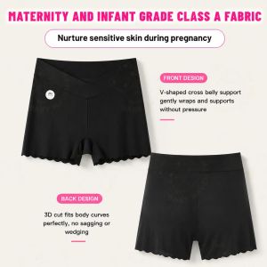 Ice Silk Maternity Safety Pants Maternity Casual Pants Summer Women s Shorts Leggings Underwear Anti Exposure Comfortable Seamless Highly Elastic Suitable For Pregnant Women At Different Stages Of Pregnancy