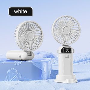 【SG Stock】Kipas angin portable hand fan Foldable Mini Handheld usb Fan–5-Mode with Digital Display USB fan quiet Charging 1200mAh Battery