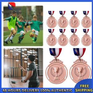 Vktech 10Pcs Gold/Silver/Bronze Medal Award Medals with Neck Ribbon Students Rewards Trophy Pattern for Talent Show Party Race