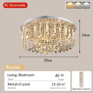 Crystal Ceiling Light For Living Room Modern Design Center Lights Bedroom Tricolor Chandelier Lamp