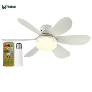 Ceiling Fan LED Lamp E27 Base Remote Control E27 Socket Fan LED Light Dimmable Indoor Ceiling Fan Light 52cm for Bedroom Kitchen [UEB Vodool]