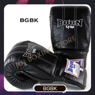BOON Bag Gloves (SMLXL) ฺOpen thumbs Genuine Leather Sparring Training MMA K1 บุญ เเบ็คชก ซ้อมมวยไทย แบบเปิดนิ้ว ทำจากหนังแท้ ผลิตในประเทศไทย